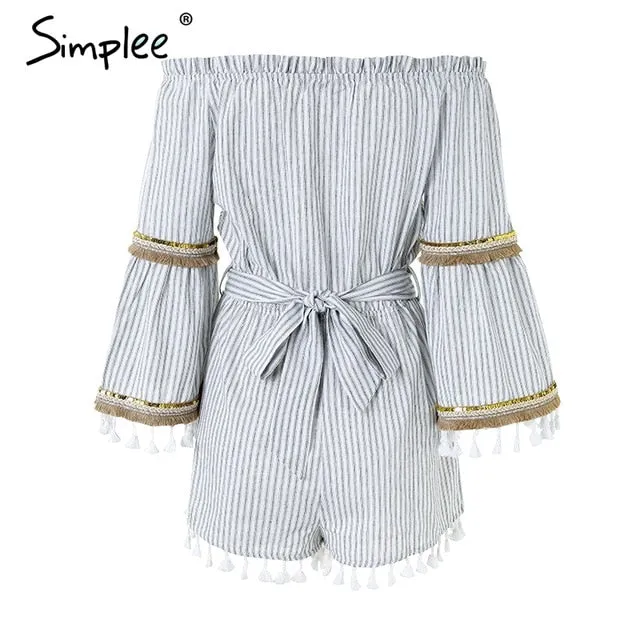 Tassel flare sleeve playsuit