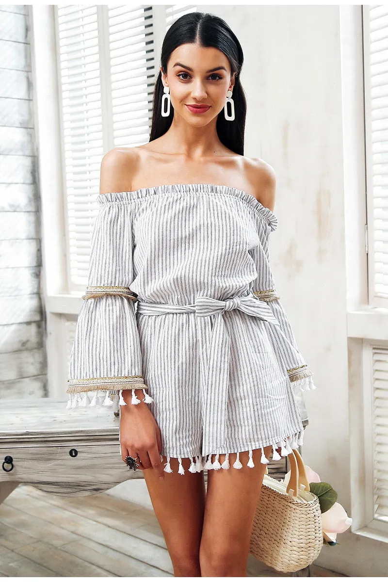 Tassel flare sleeve playsuit