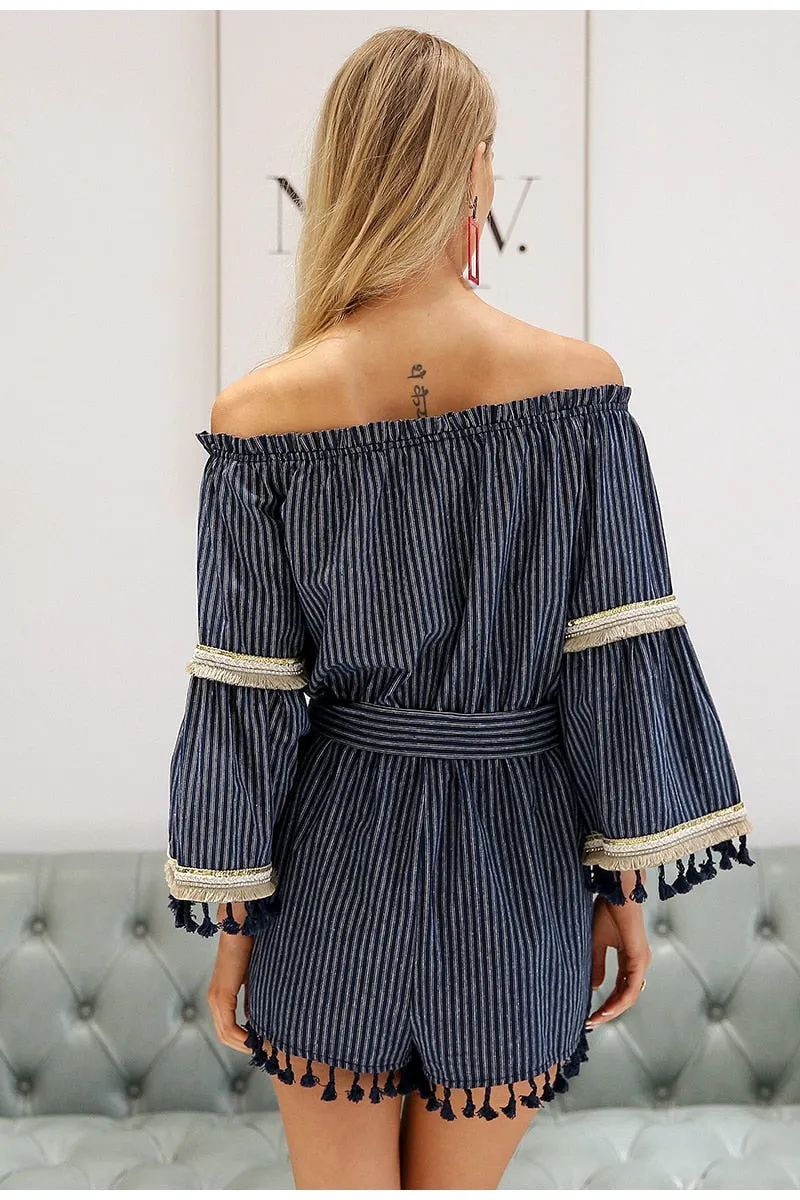 Tassel flare sleeve playsuit