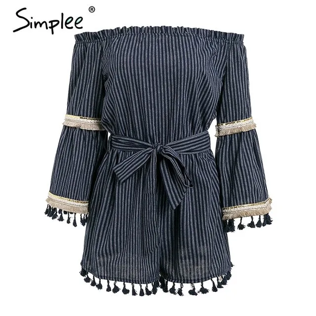 Tassel flare sleeve playsuit