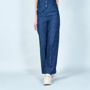 Textured wide-leg denim trousers wholesale