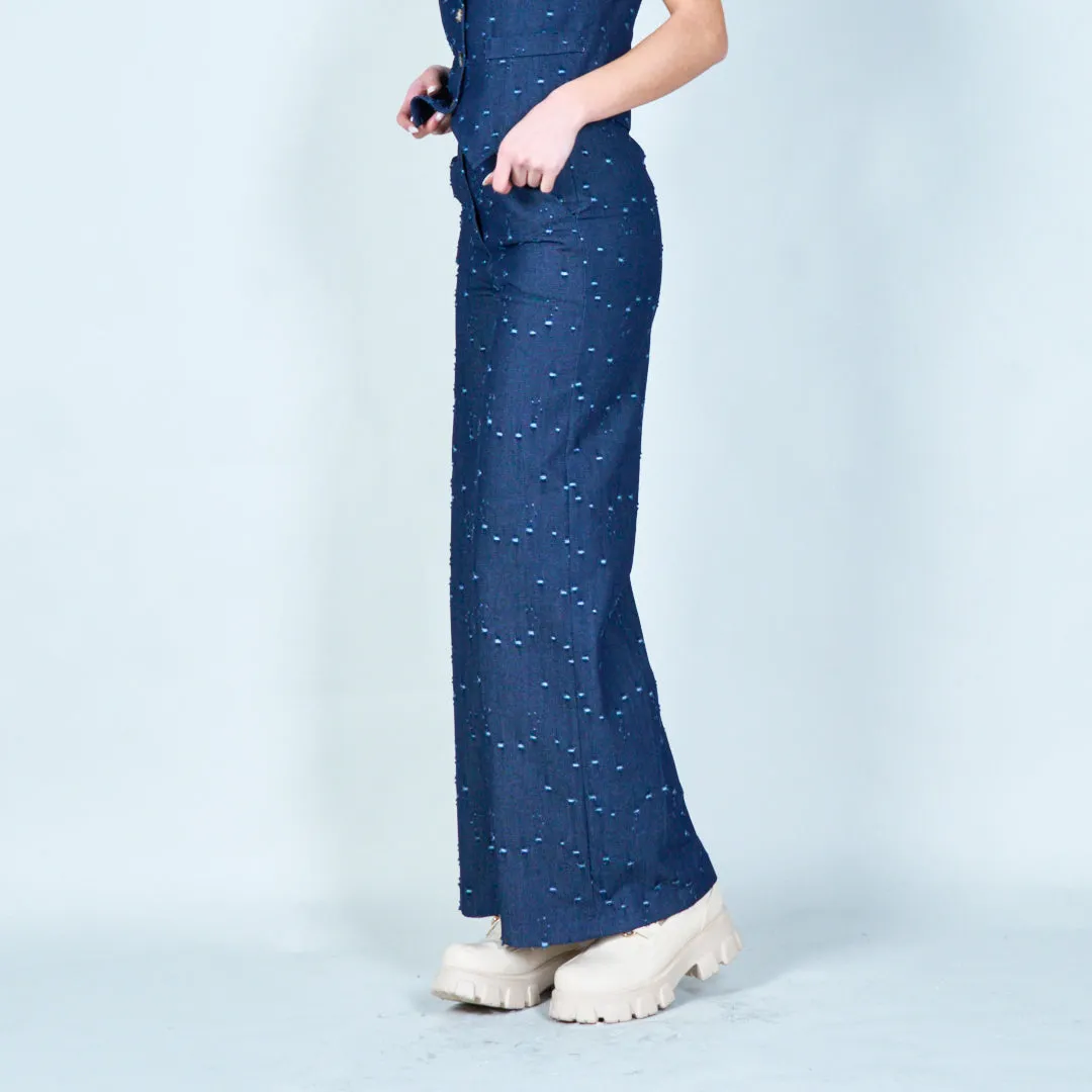 Textured wide-leg denim trousers wholesale