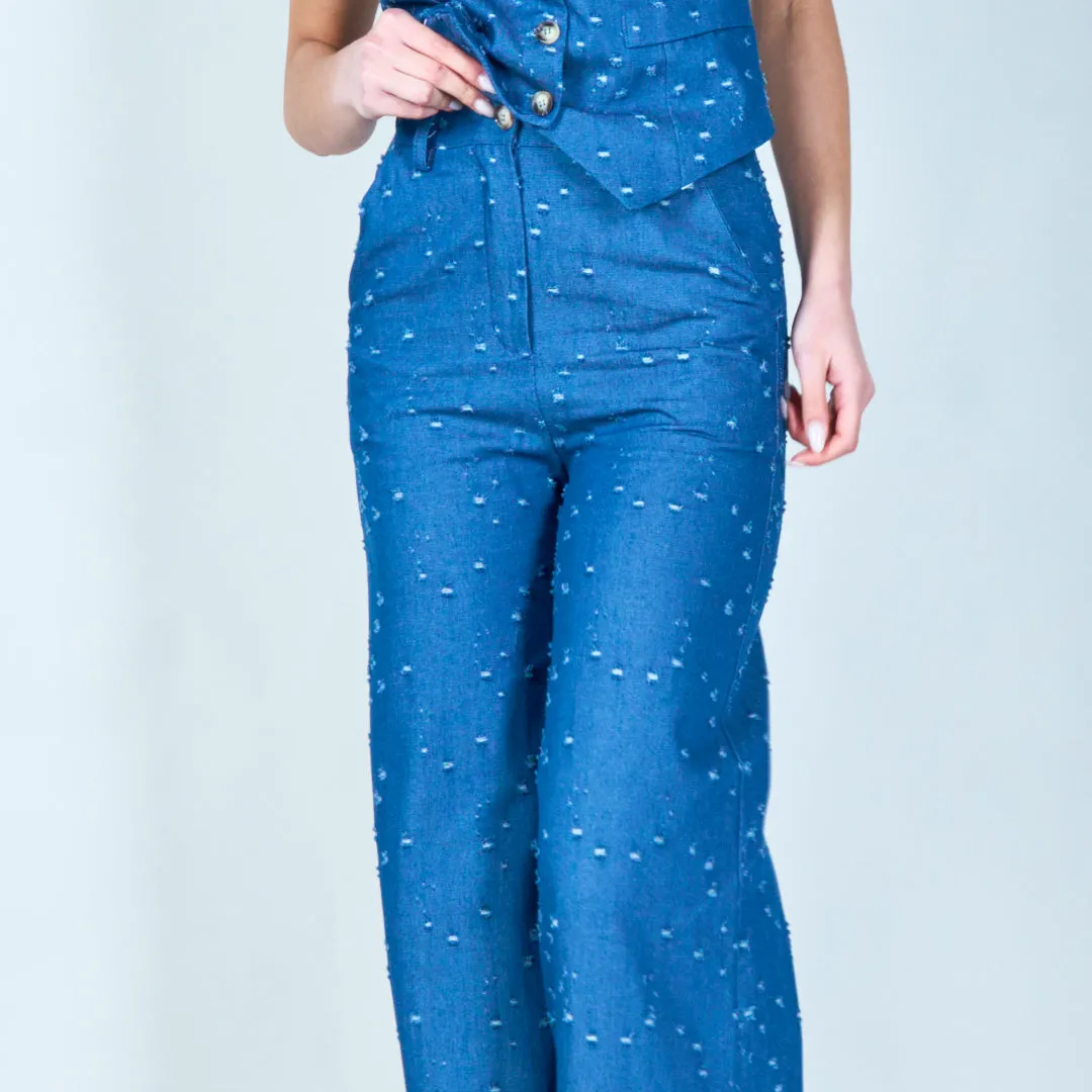 Textured wide-leg denim trousers wholesale