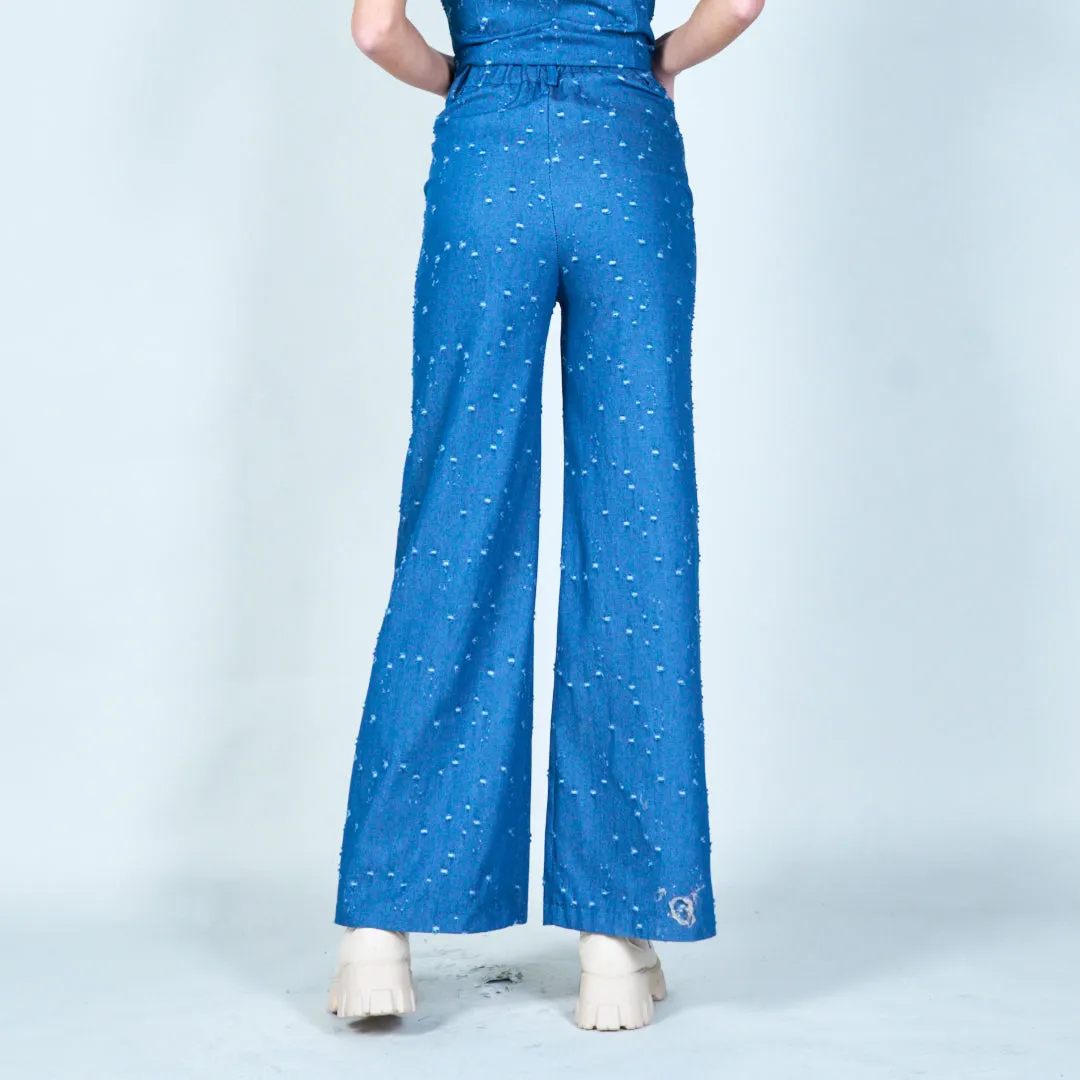 Textured wide-leg denim trousers wholesale