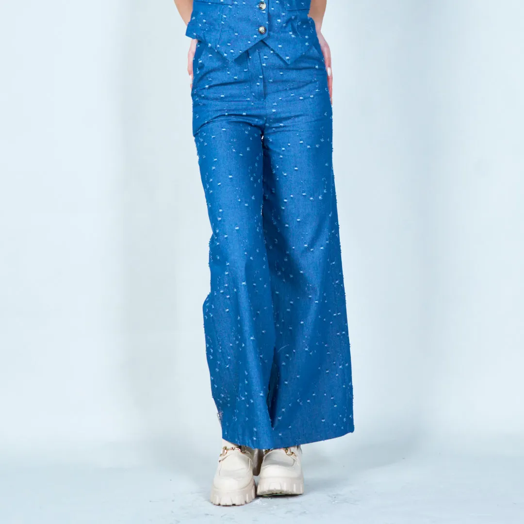 Textured wide-leg denim trousers wholesale