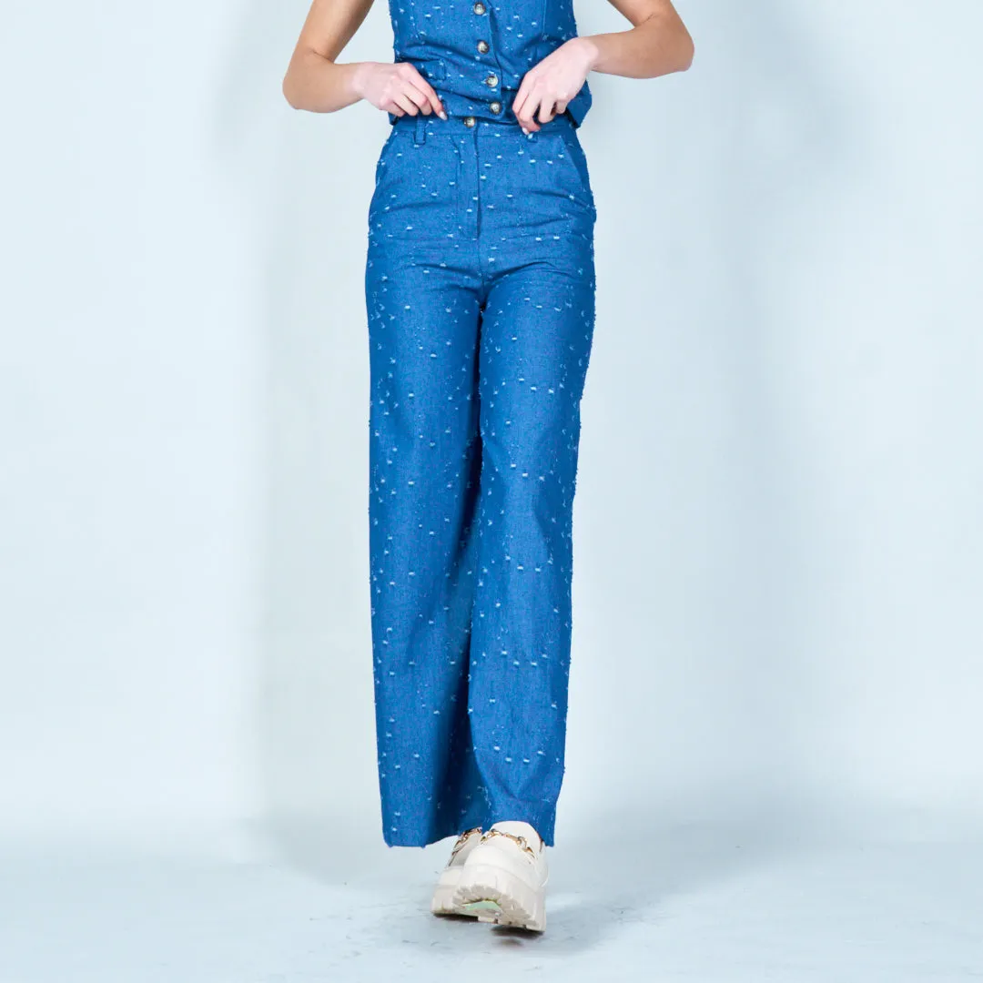 Textured wide-leg denim trousers wholesale