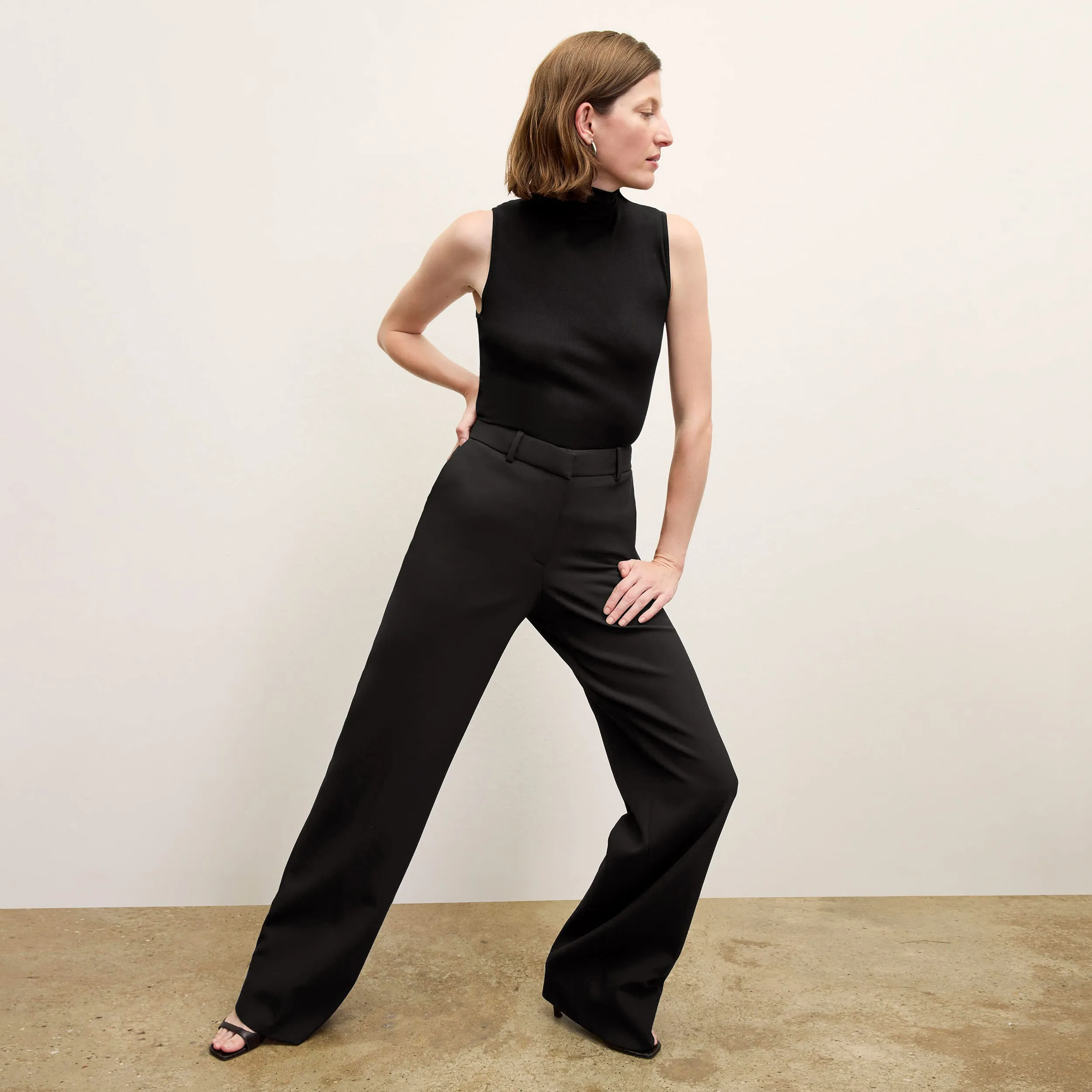 Tinsley Wide-Leg Trouser - Flex Suiting  :: Black