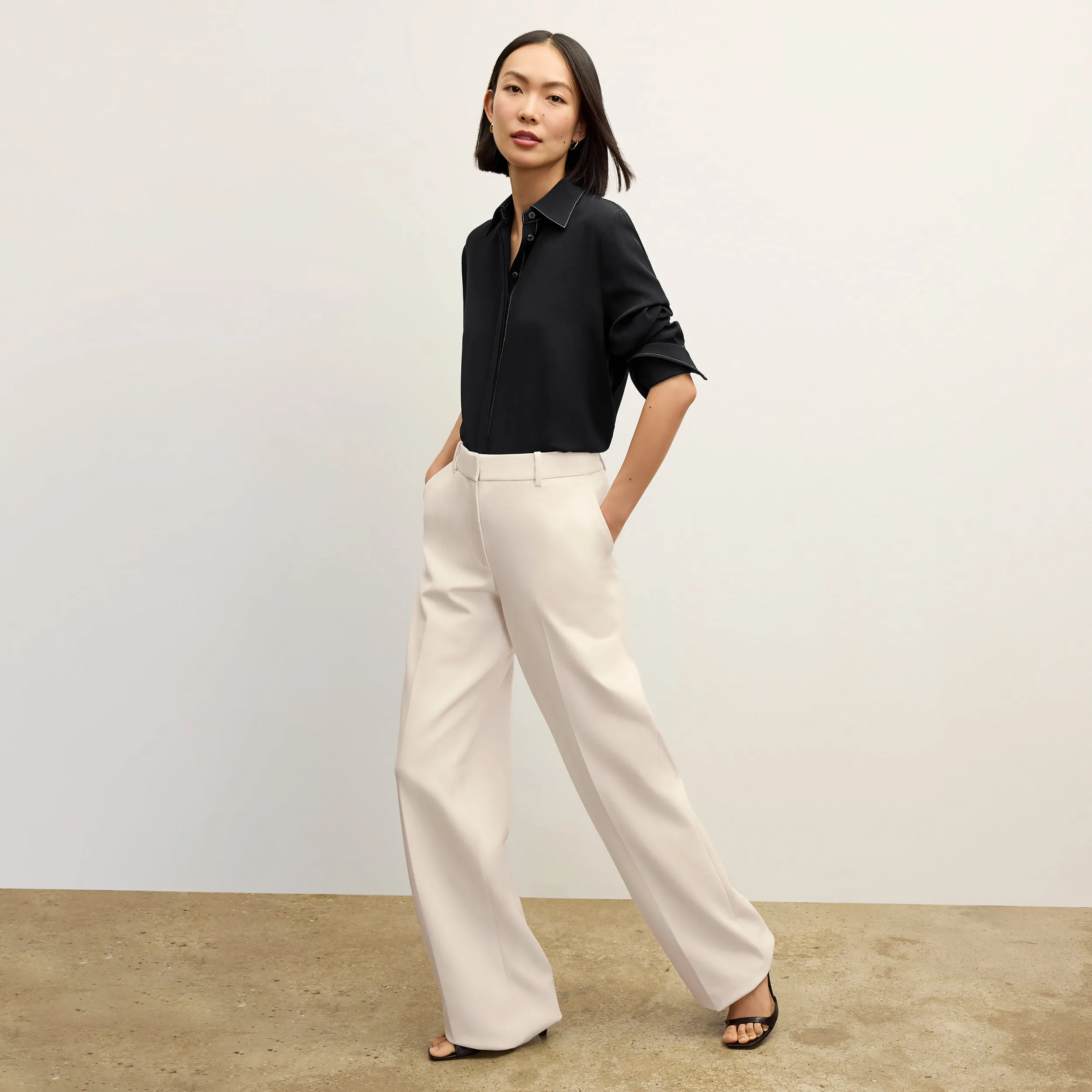 Tinsley Wide-Leg Trouser - Flex Suiting :: Ivory