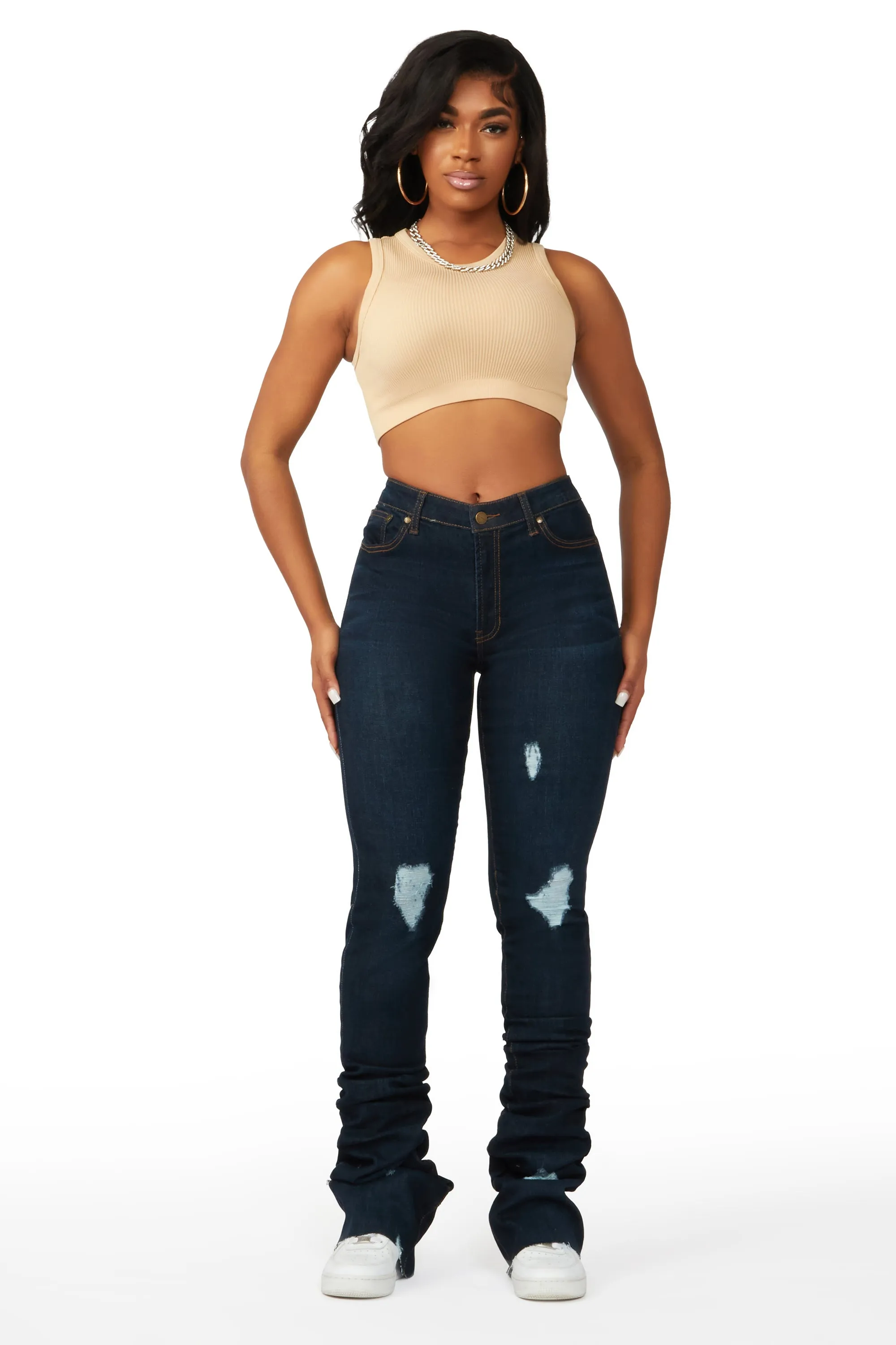 Totally Buggin Dark Wash Super Stacked Jean