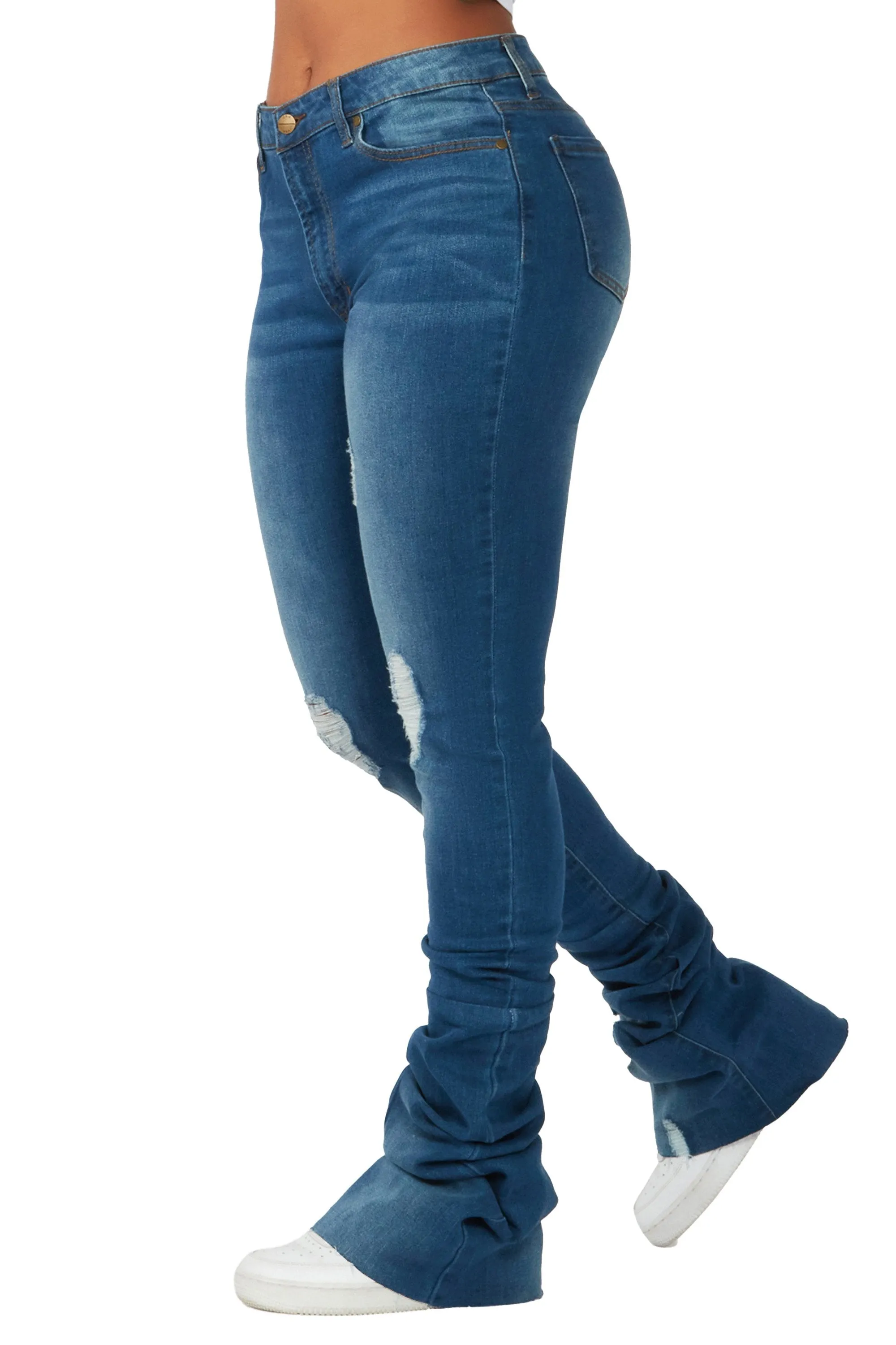 Totally Buggin Med. Wash Super Stacked Jean