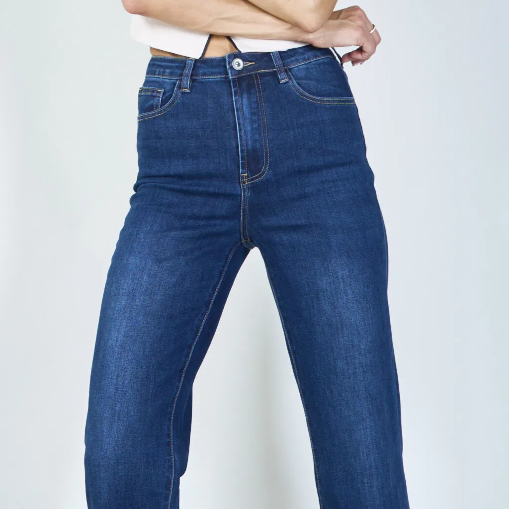 Trendy high-waisted jeans with wide cuff wholesale