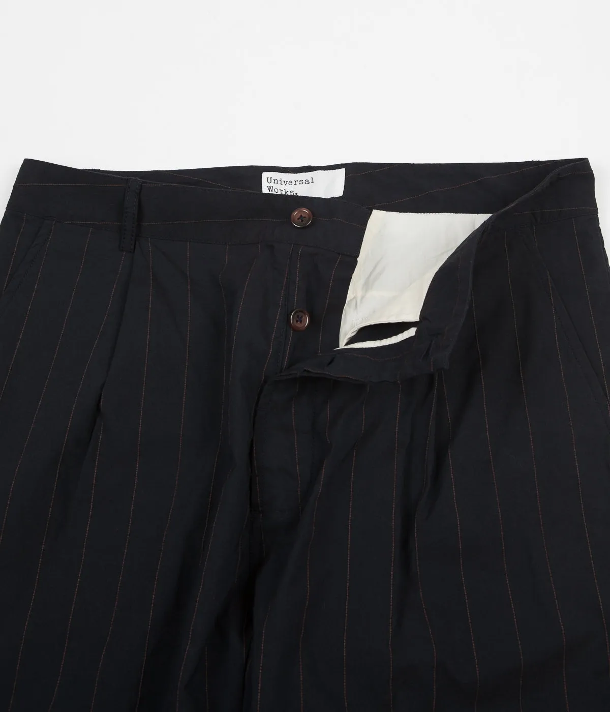 Universal Works Pleated Pants - Raised Pinstripe Navy