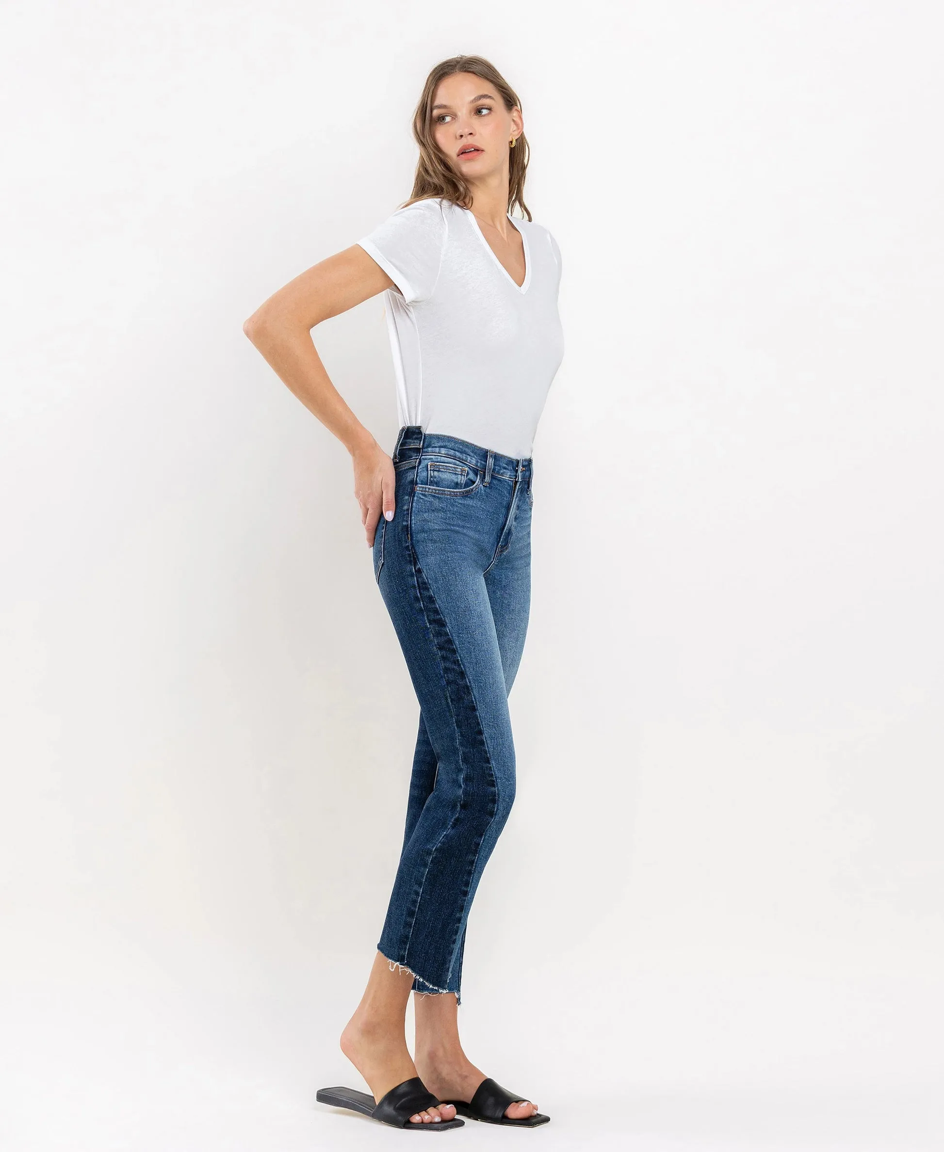 Vervet by Flying Monkey Immaculately Color Block Crop Straight Jeans