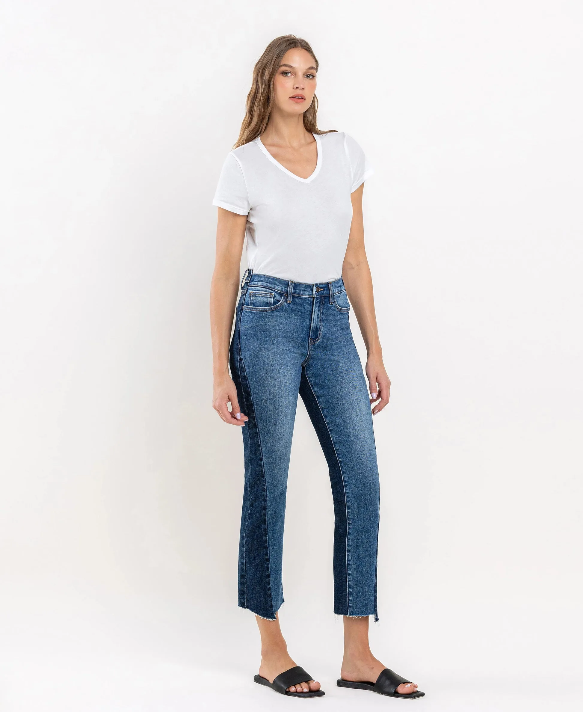 Vervet by Flying Monkey Immaculately Color Block Crop Straight Jeans