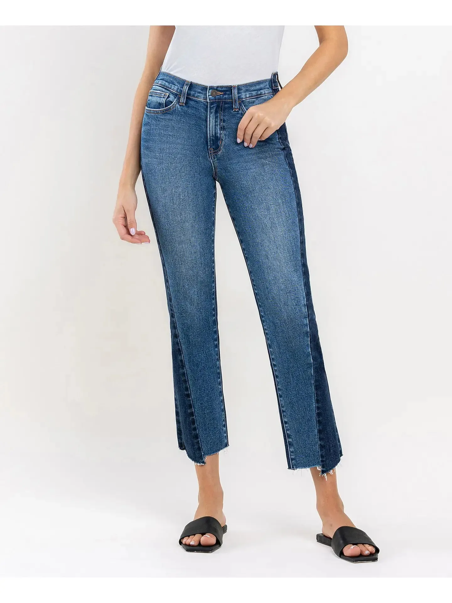 Vervet by Flying Monkey Immaculately Color Block Crop Straight Jeans