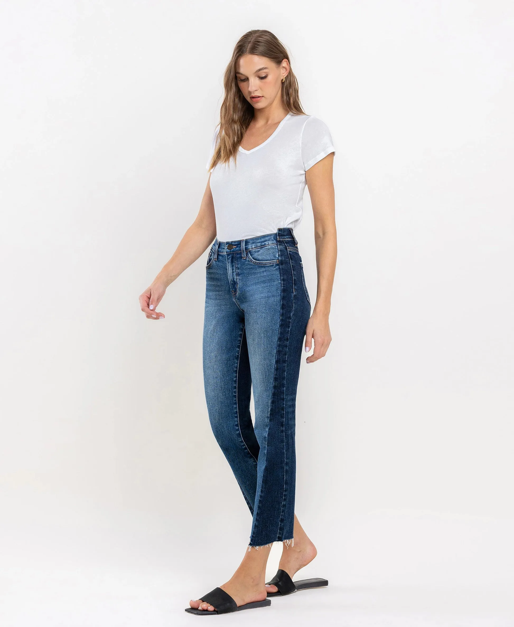 Vervet by Flying Monkey Immaculately Color Block Crop Straight Jeans