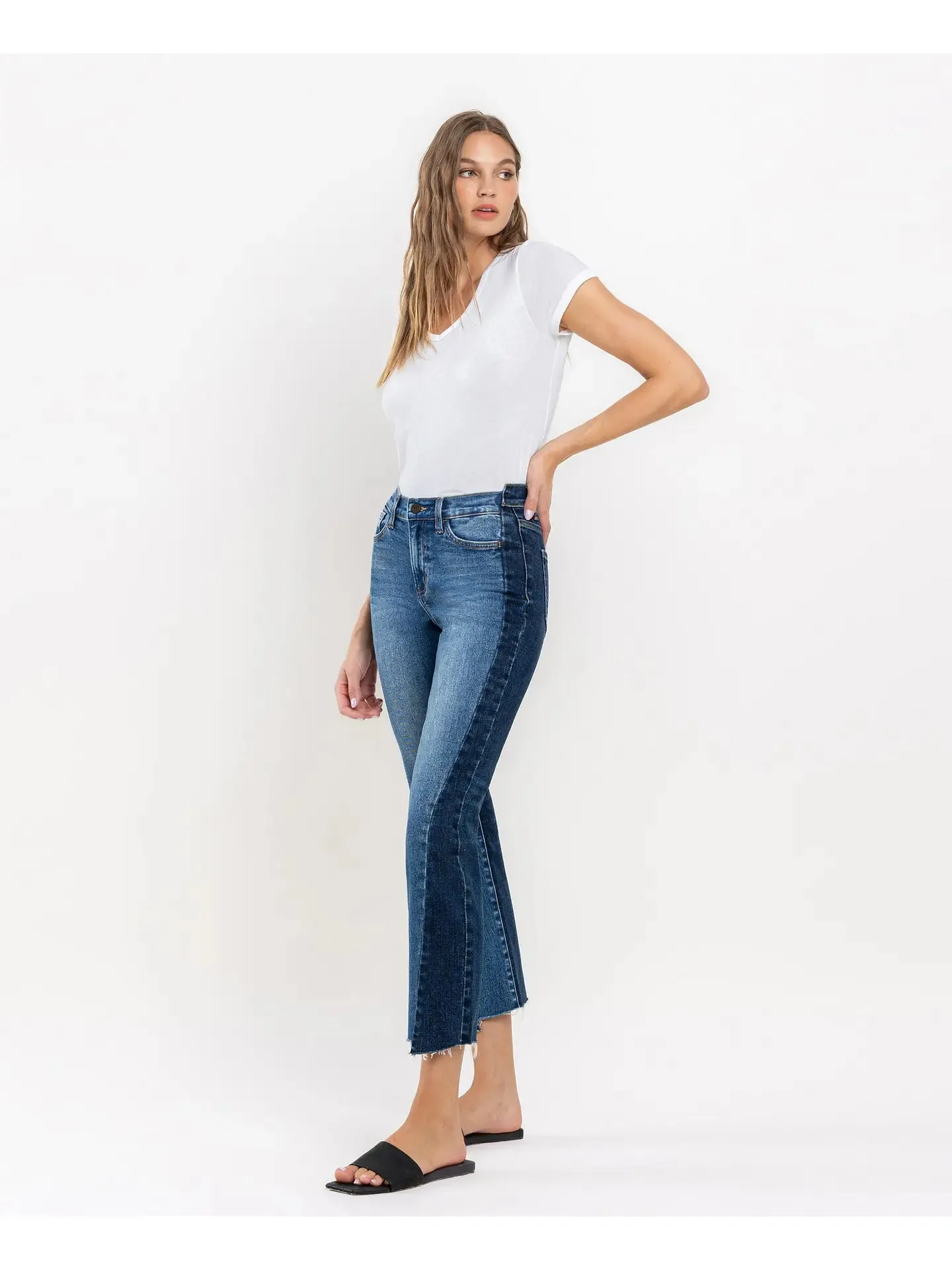 Vervet by Flying Monkey Immaculately Color Block Crop Straight Jeans