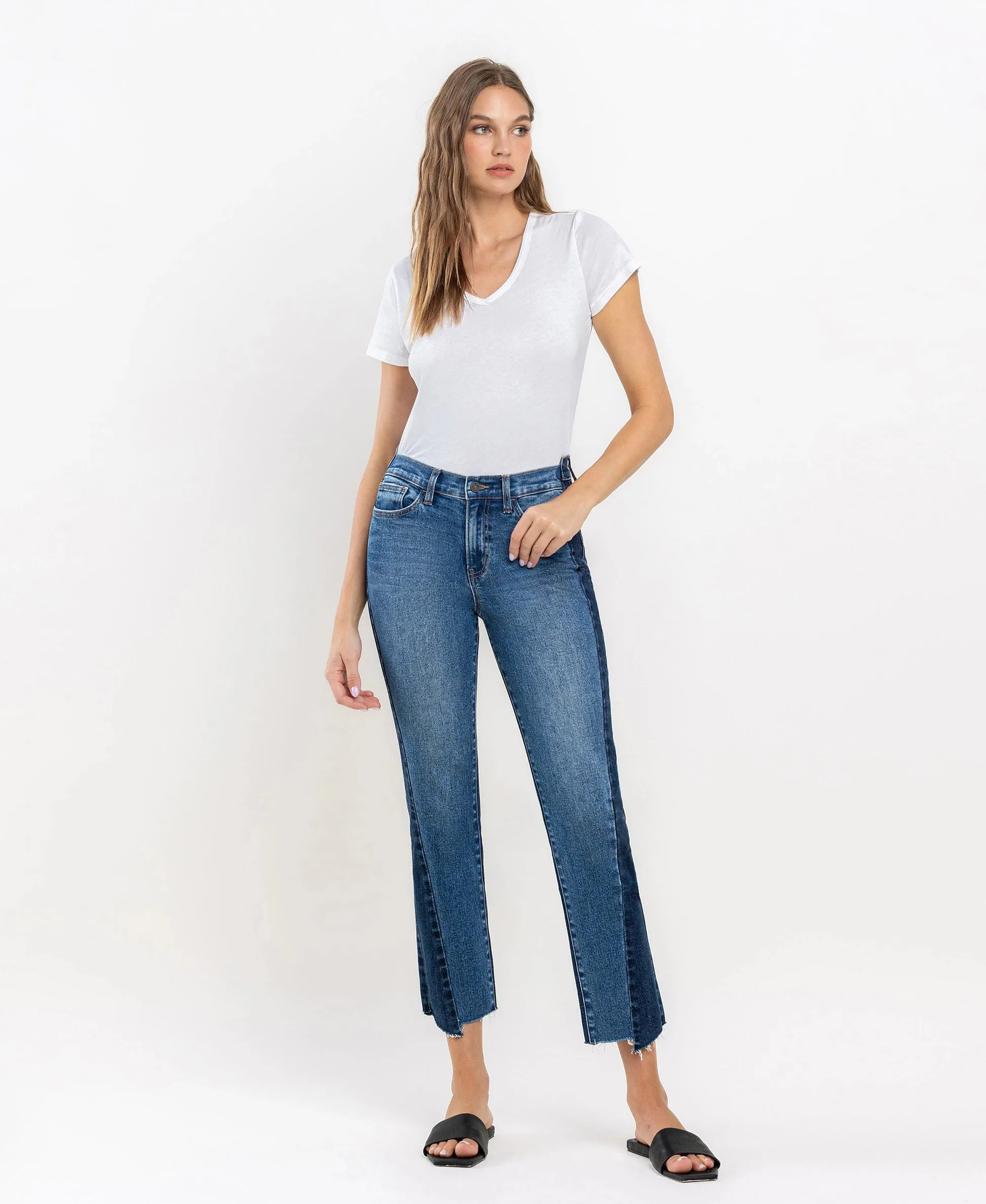 Vervet by Flying Monkey Immaculately Color Block Crop Straight Jeans