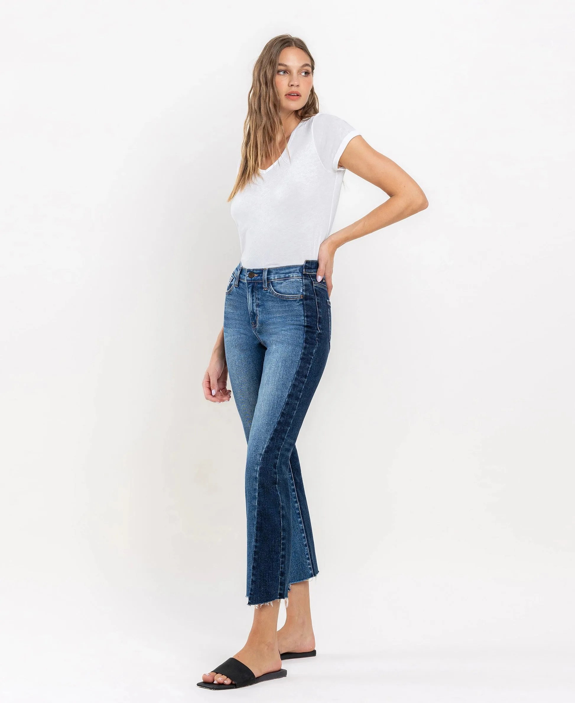 Vervet by Flying Monkey Immaculately Color Block Crop Straight Jeans