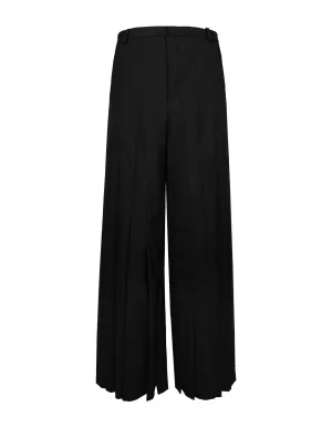 Wave-Ripple Pleated Wide Pants