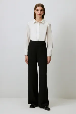 WIDE LEG CREPE TROUSERS WITH SIDE ZIPPER