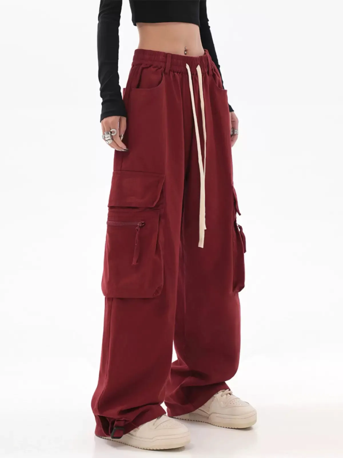 Wide Leg Double Side Pocket Pants