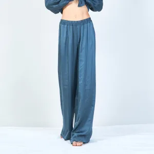 Wide-leg elastic waistband silk trousers wholesale