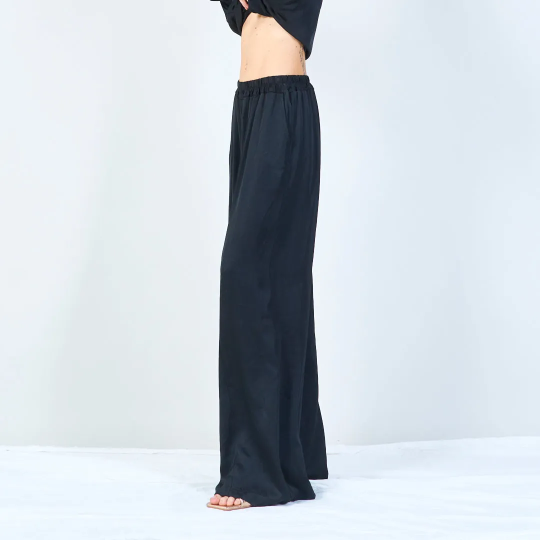 Wide-leg elastic waistband silk trousers wholesale