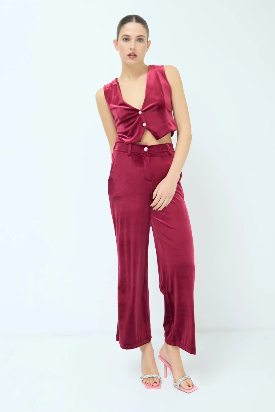 Wide-leg satin trousers wholesale