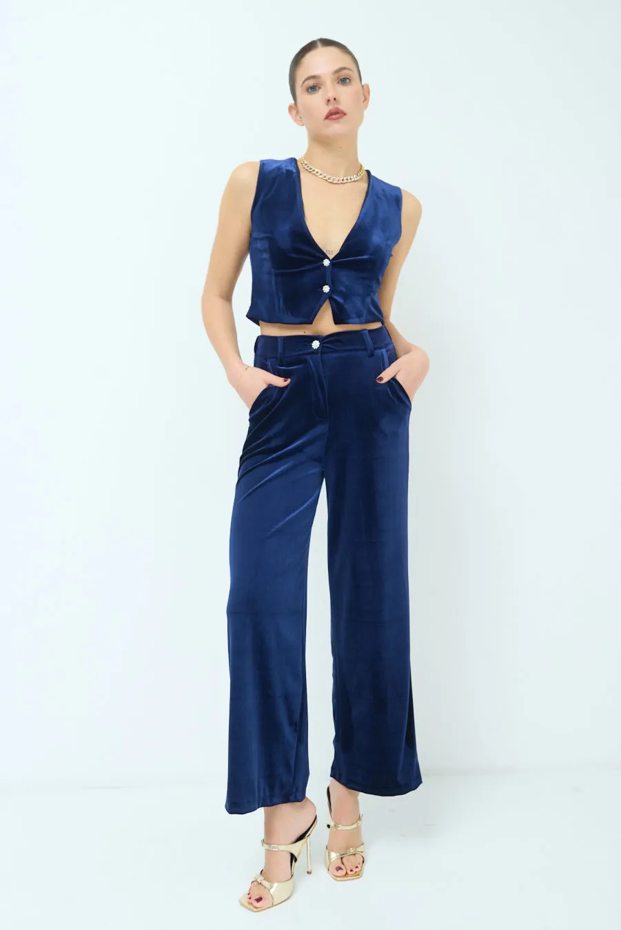 Wide-leg satin trousers wholesale