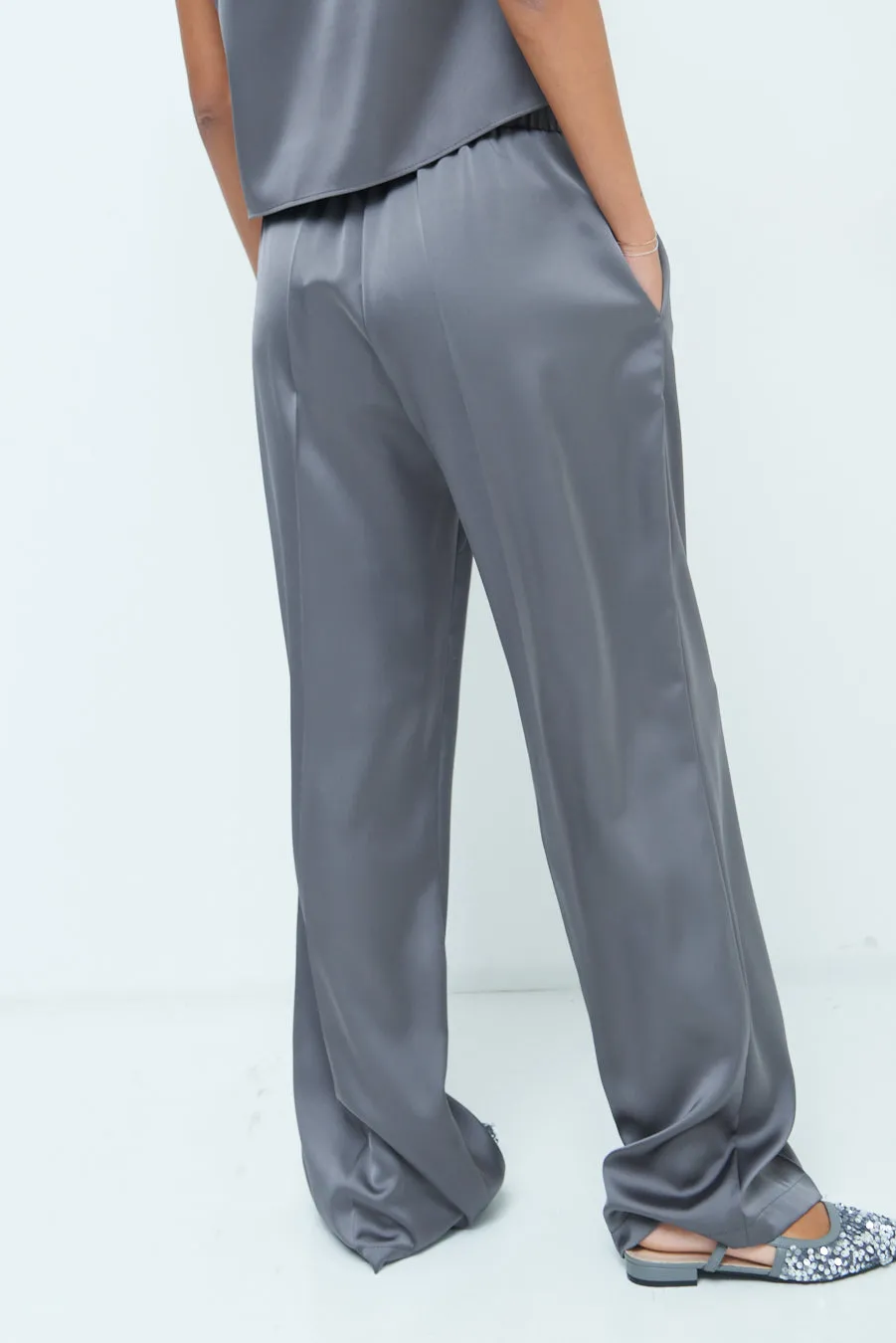 Wide-leg satin trousers wholesale