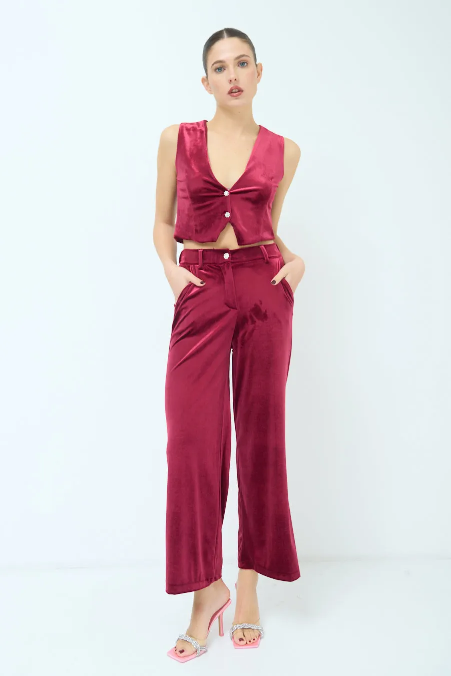 Wide-leg satin trousers wholesale