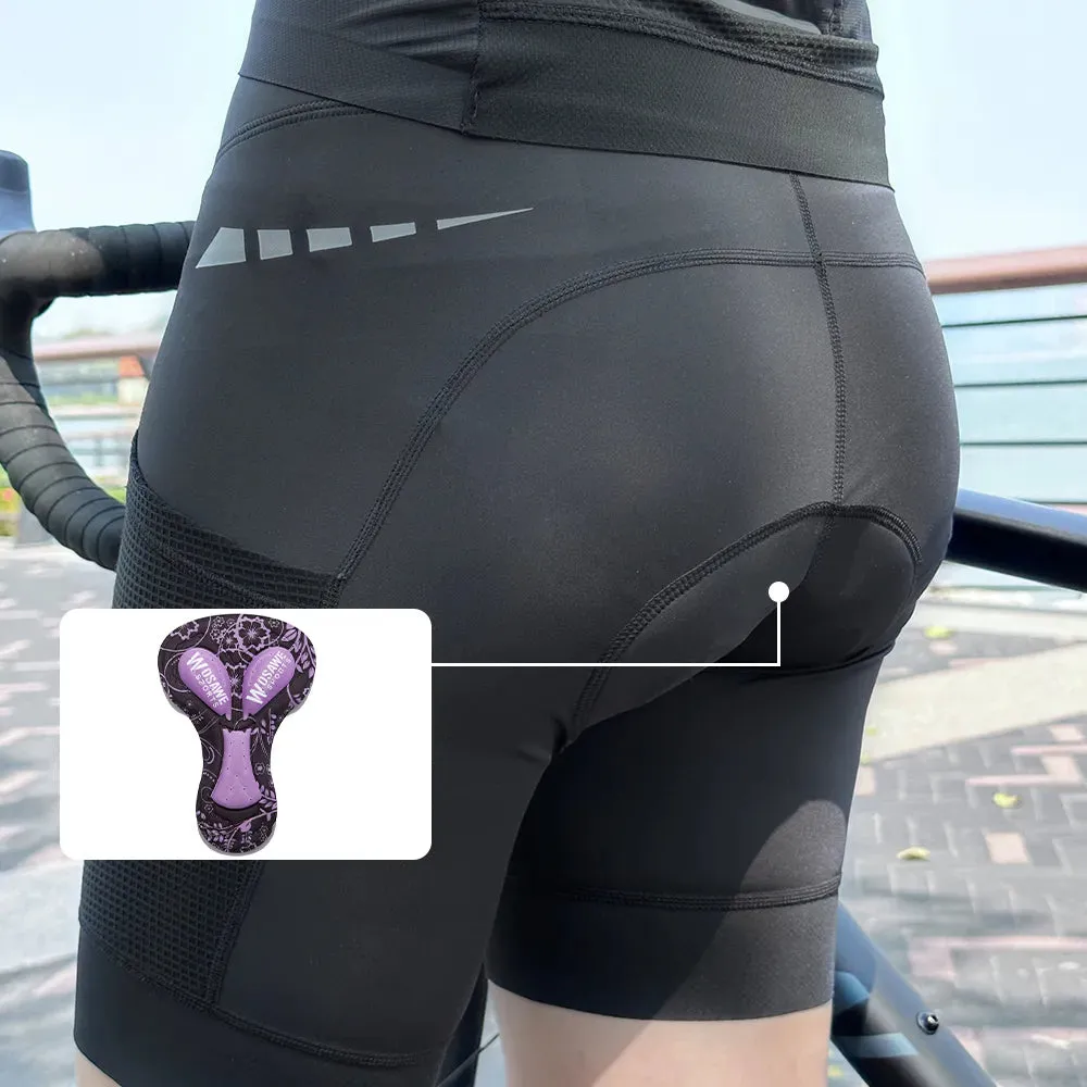 Women Cycling Shorts 3D Gel Padded Shockproof MTB Bike Shorts Ladies Bicycle Pad Shorts Mountain Fitness Tights 2 Pockets