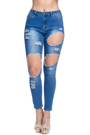 Women's High-Rise Holey Ripped Skinny Jeans