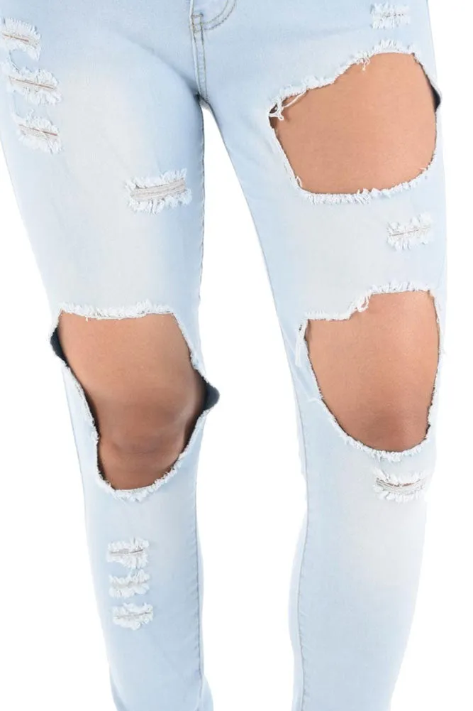 Women's High-Rise Holey Ripped Skinny Jeans