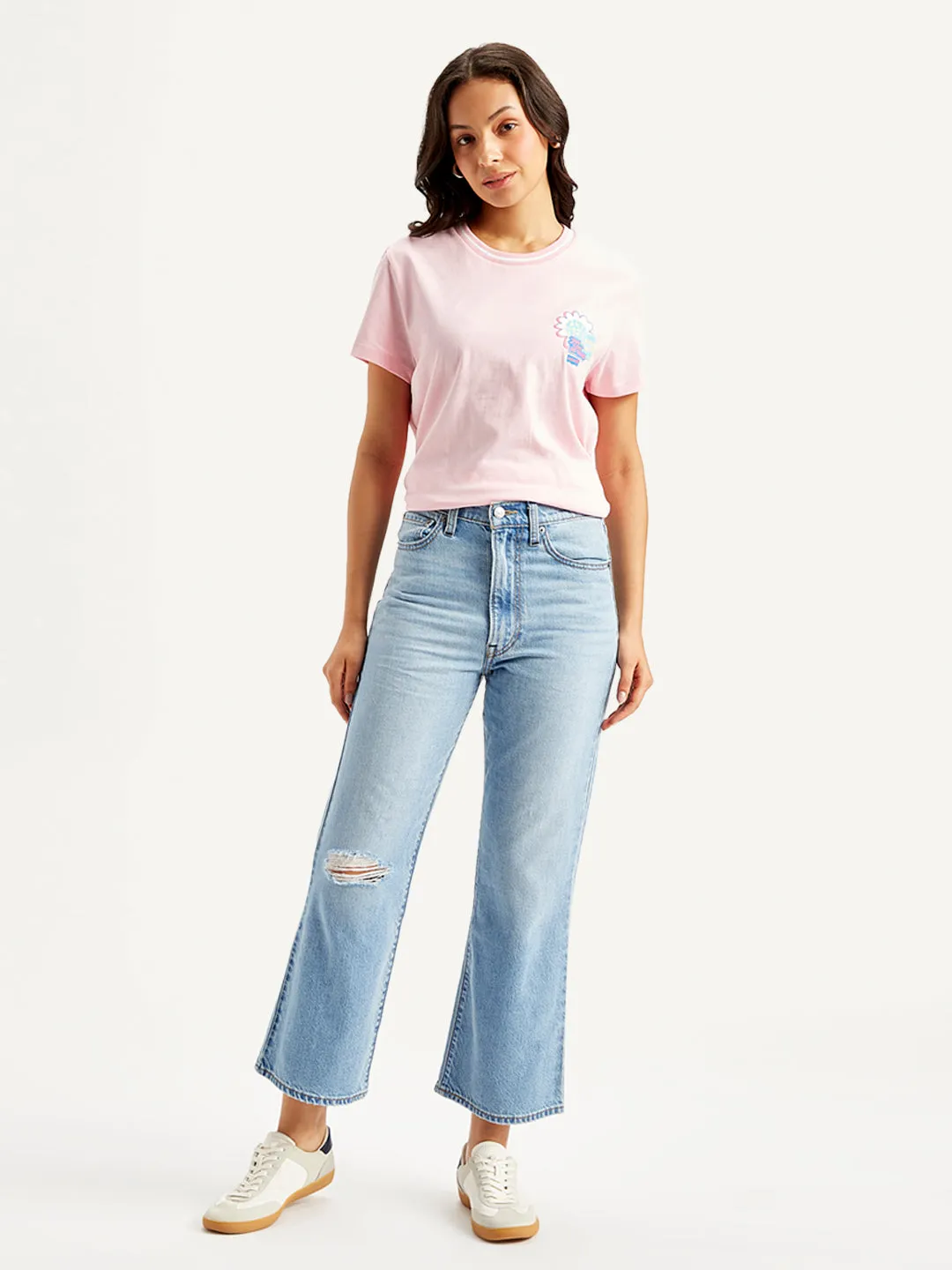 Women's High Rise Ribcage Cropped Bootcut Light Blue Jeans