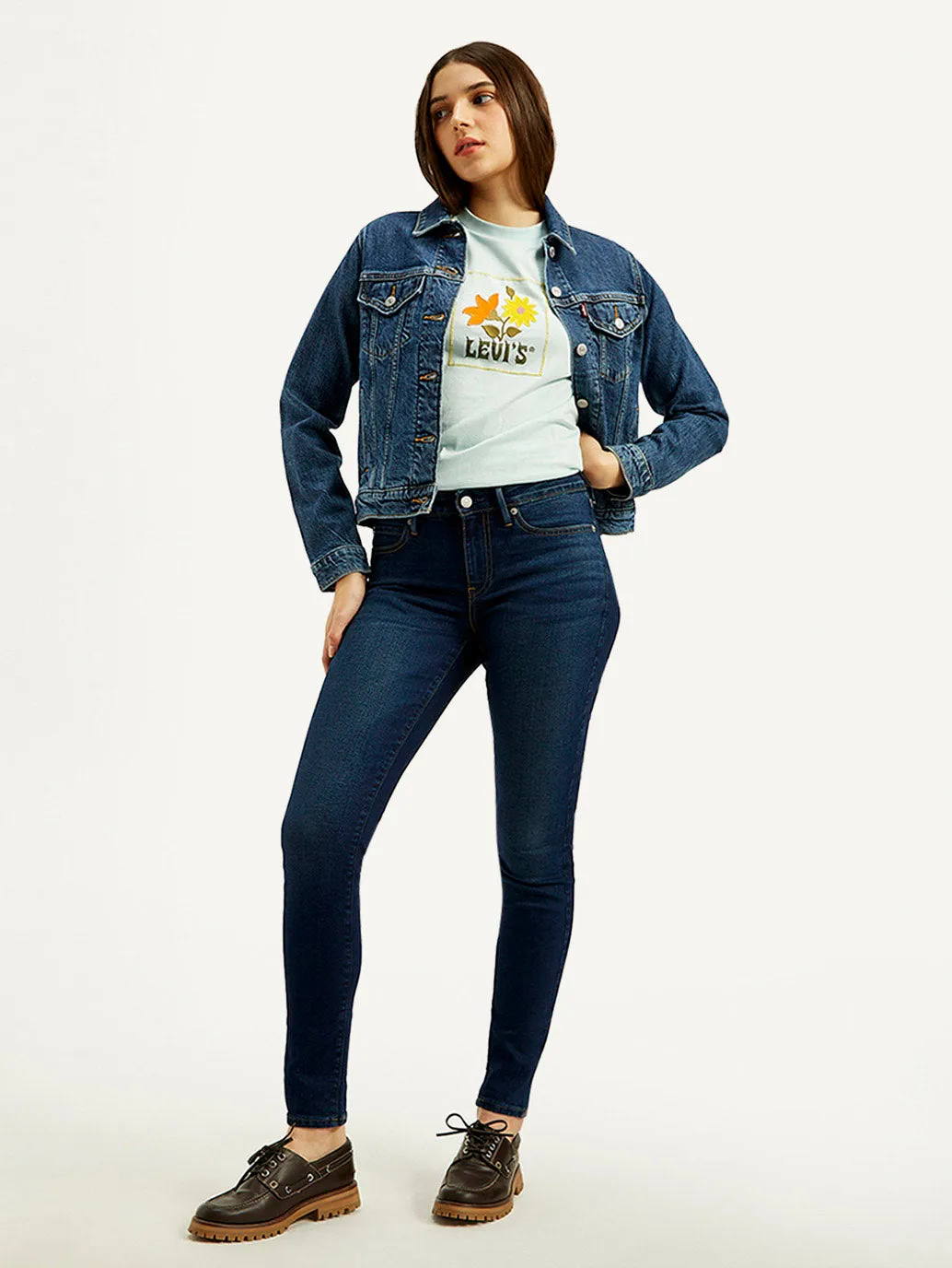 Women's Mid Rise Skinny Fit Navy Jeans