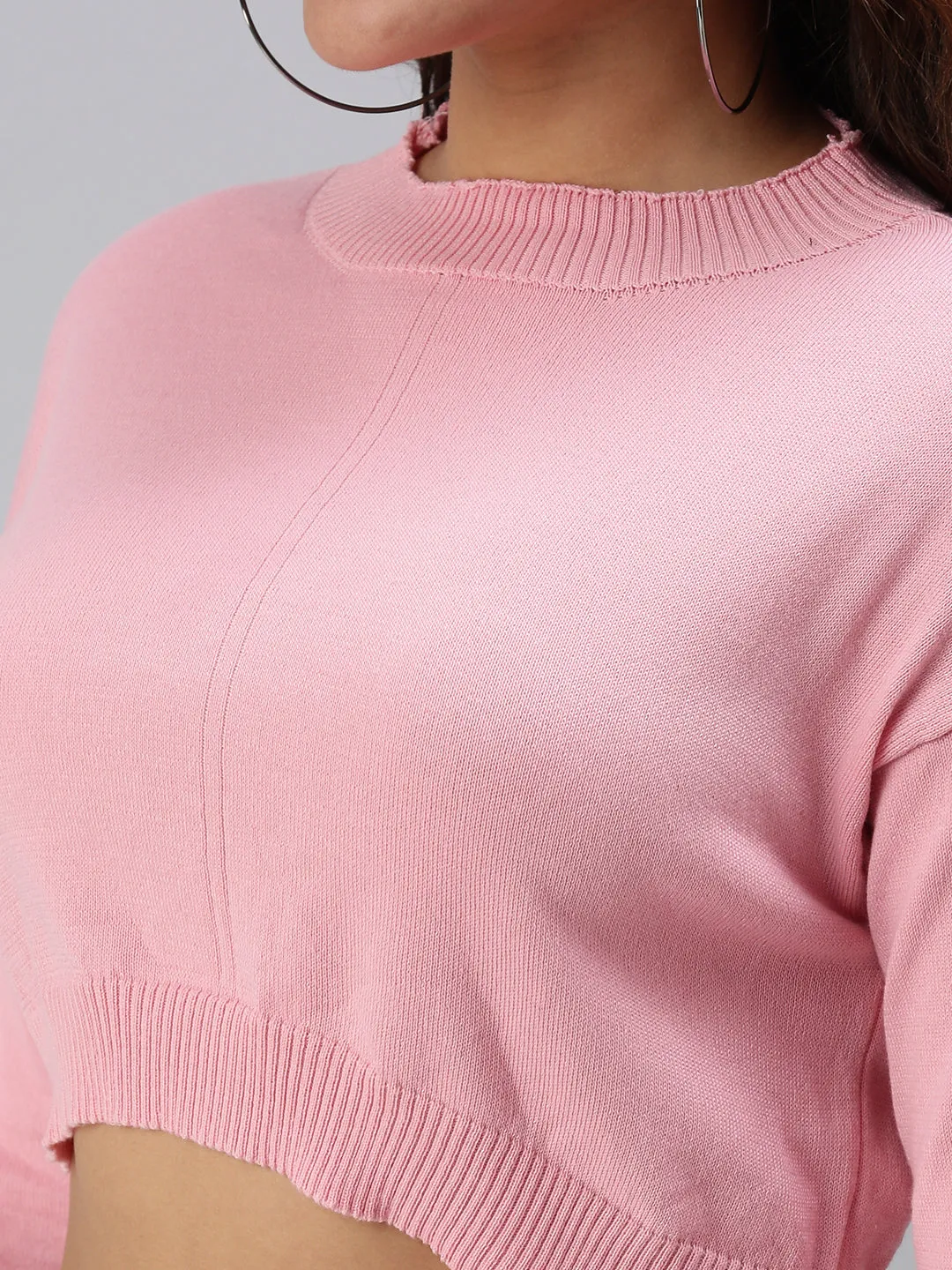 Women's Pink Solid Crop Top