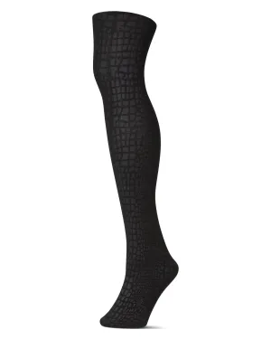 Women's Snakeskin Fleece Lined Opaque Winter Tights