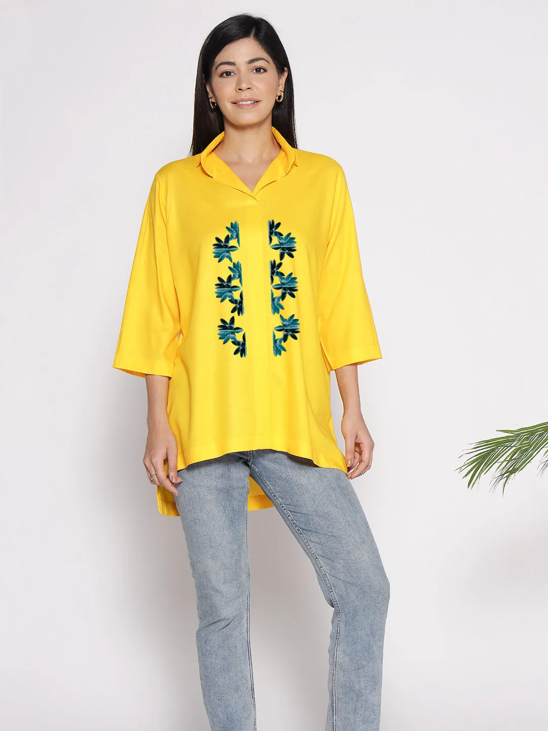 Yellow Rayon ShirtTop - Tulpan